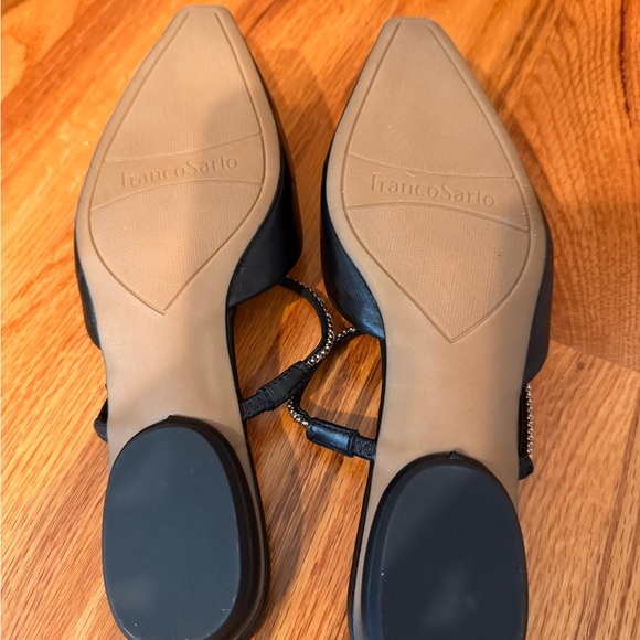 Franco Sarto Black Mules Elegant Minimalist Design - Picture 4 of 6